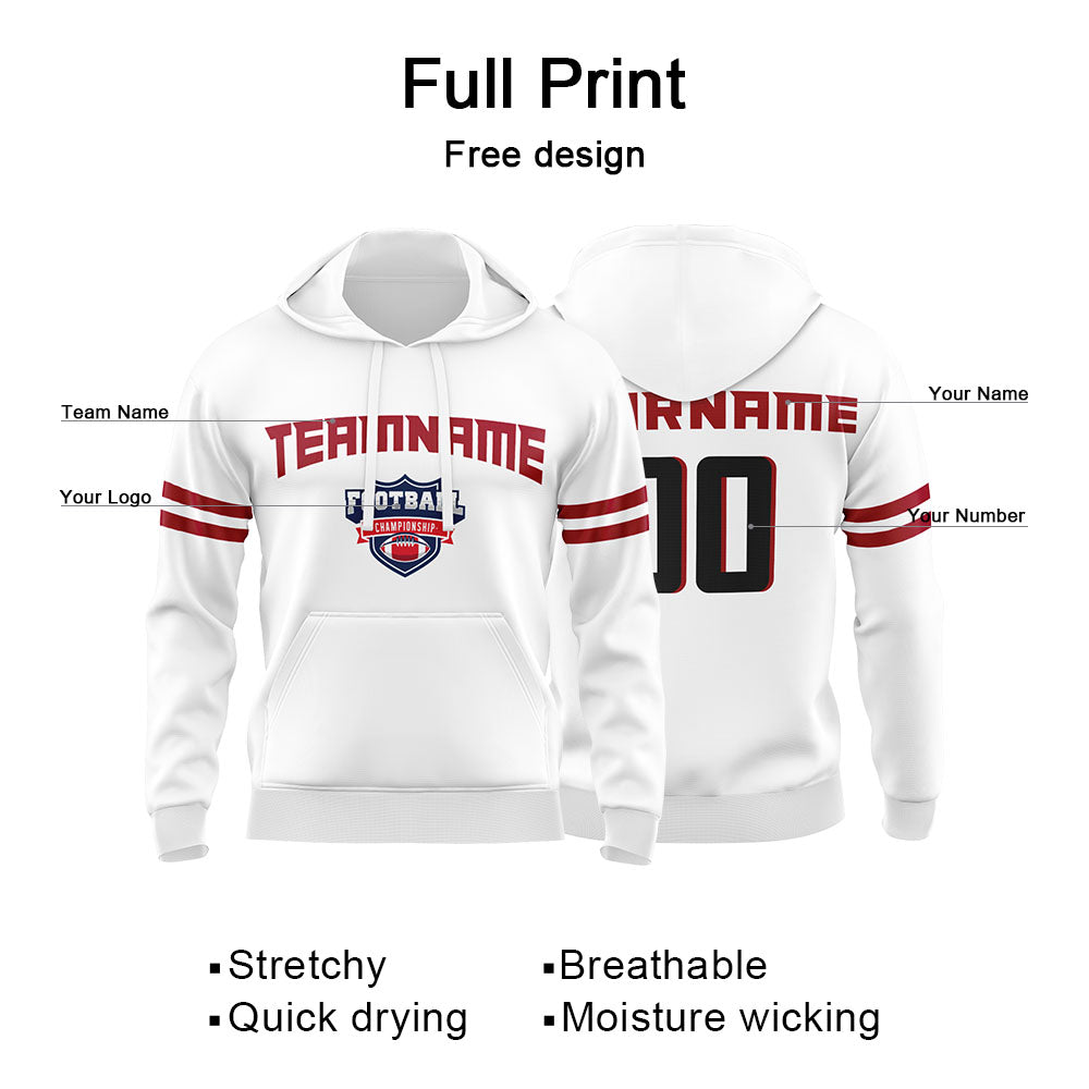 Custom Sweatshirt Hoodie For Men Women Girl Boy Print Your Logo Name Number White&Red&Black enthsush