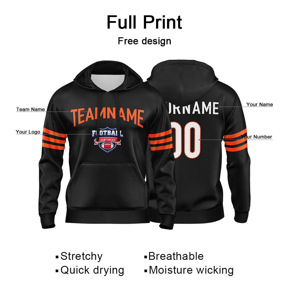Custom Sweatshirt Hoodie For Men Women Girl Boy Print Your Logo Name Number Black&Orange&White enthsush