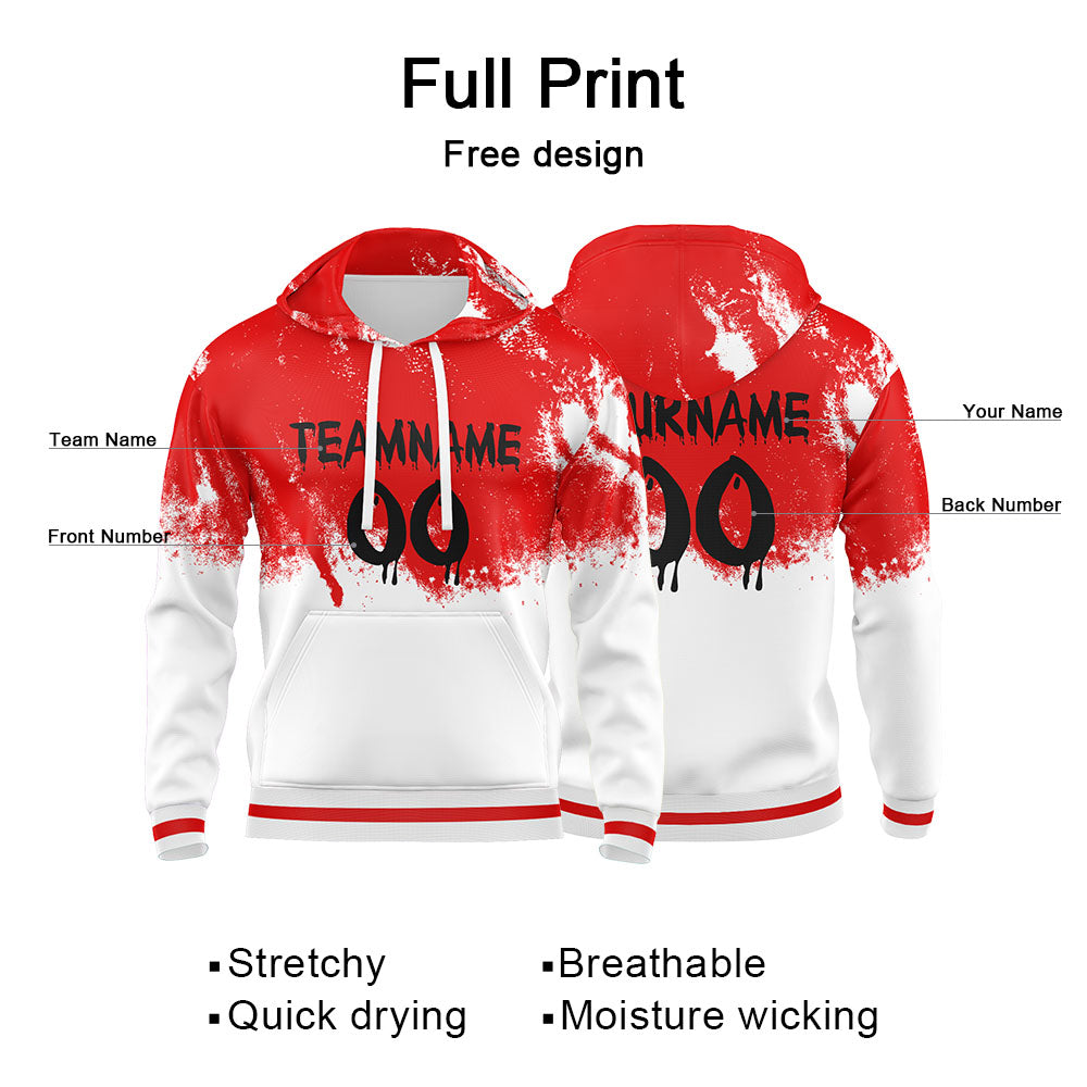 Custom Red White-Black 3D Pattern Design Bomber Full-Snap Varsity  Hoodie enthsush