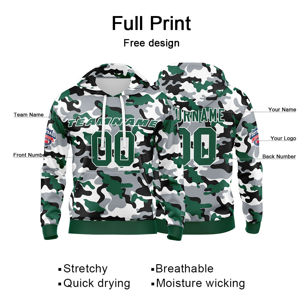 Custom Sweatshirt Hoodie For Man Woman Girl Boy Print Your Logo Name Number Green&Black enthsush