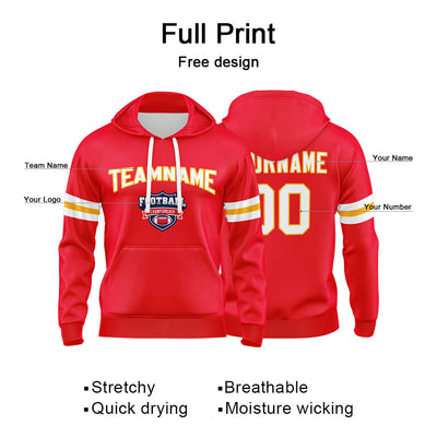 Custom Sweatshirt Hoodie For Men Women Girl Boy Print Your Logo Name Number Red&Yellow&White enthsush