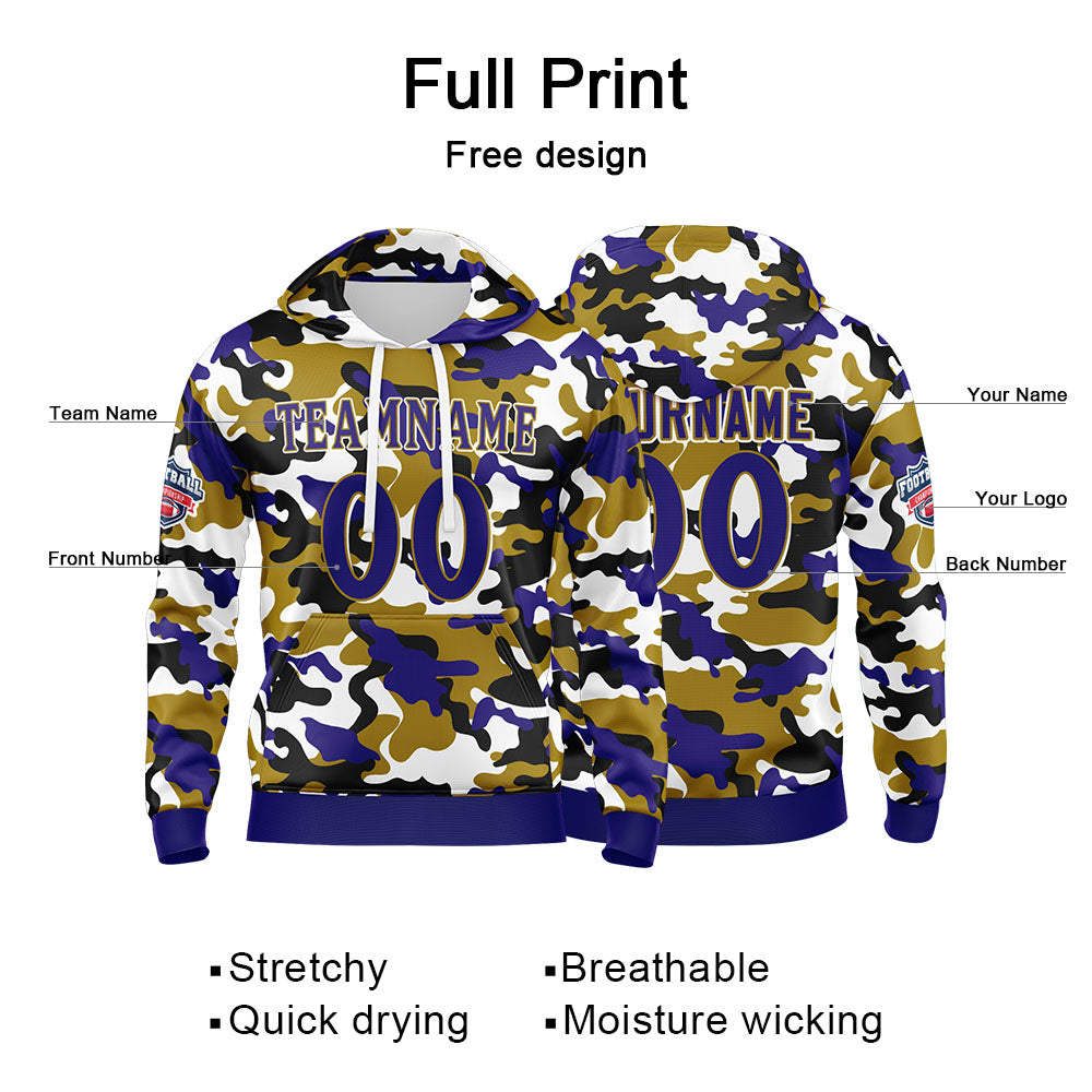 Custom Sweatshirt Hoodie For Men Women Girl Boy Print Your Logo Name Number Purple&Gold enthsush