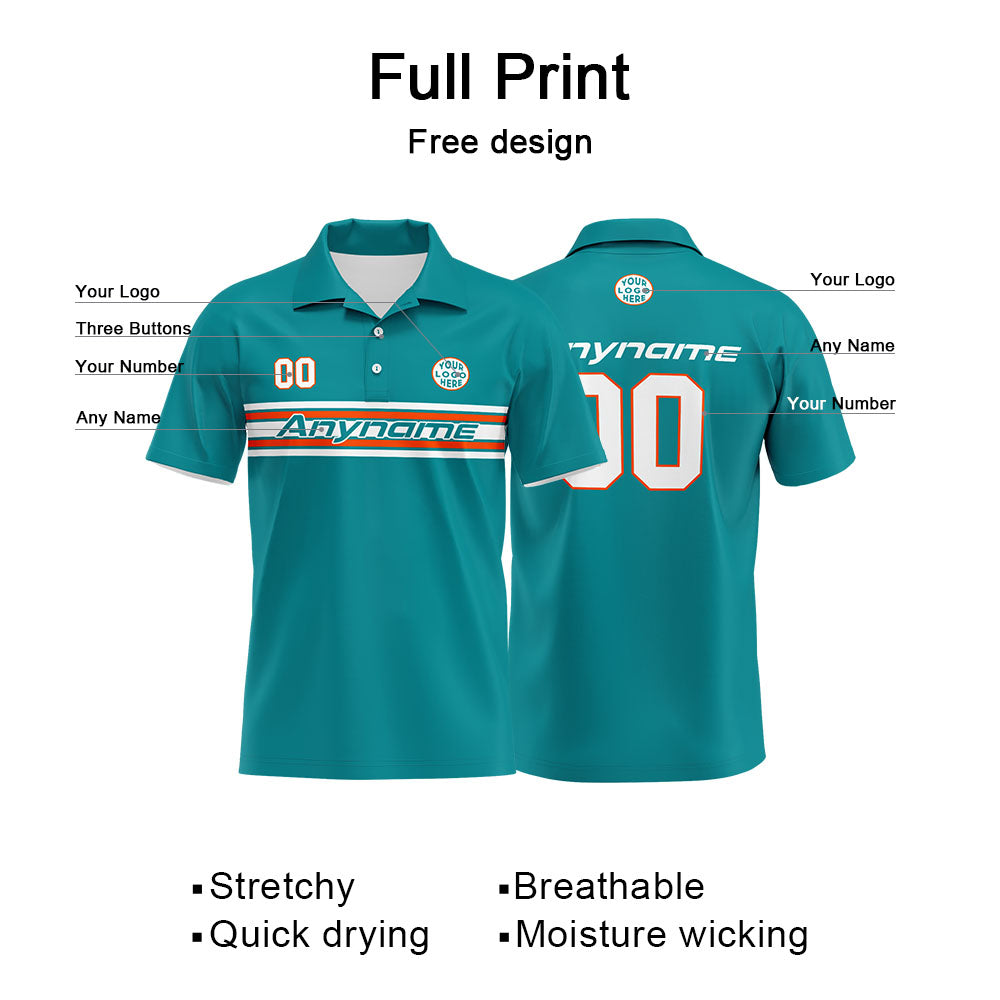 Custom Football Polo Shirts  for Men, Women, and Kids Add Your Unique Logo&Text&Number Miami enthsush
