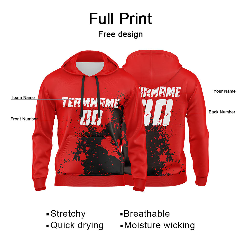 Custom Red&Black&White 3D Pattern Design Bomber Full-Snap Varsity  Hoodie enthsush