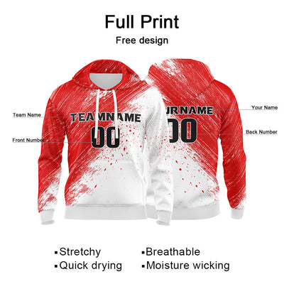 Custom Red&White&Black 3D Pattern Design Bomber Full-Snap Varsity  Hoodie enthsush