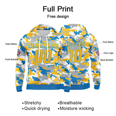 Custom Sweatshirt Hoodie For Men Women Girl Boy Print Your Logo Name Number Powder Blue&Yellow enthsush