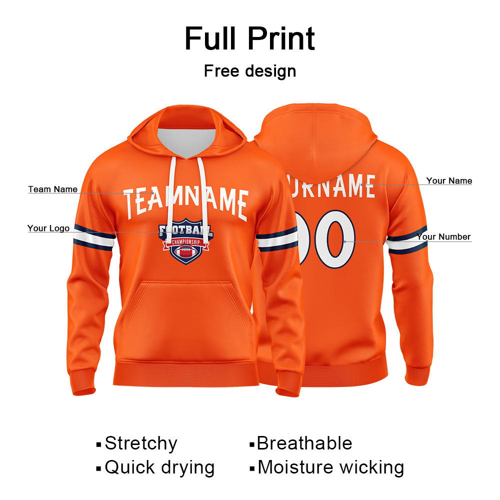 Custom Sweatshirt Hoodie For Men Women Girl Boy Print Your Logo Name Number Orange&White&Navy enthsush