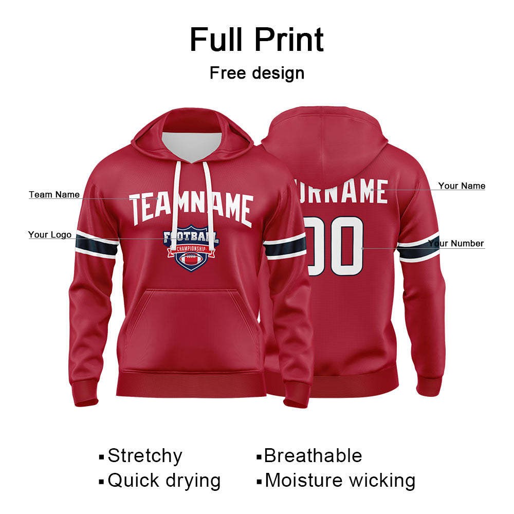 Custom Sweatshirt Hoodie For Men Women Girl Boy Print Your Logo Name Number Red&White&Navy enthsush