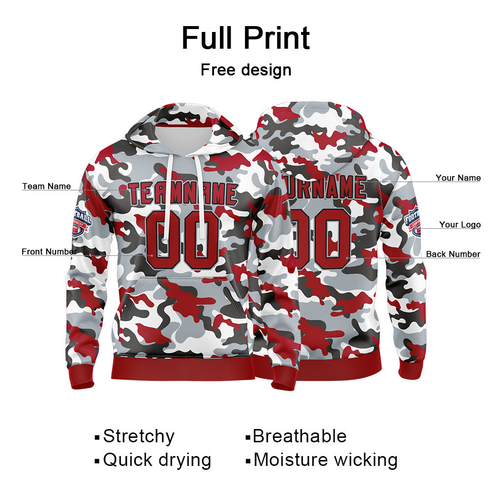 Custom Sweatshirt Hoodie For Men Women Girl Boy Print Your Logo Name Number Red&Dark Gray enthsush
