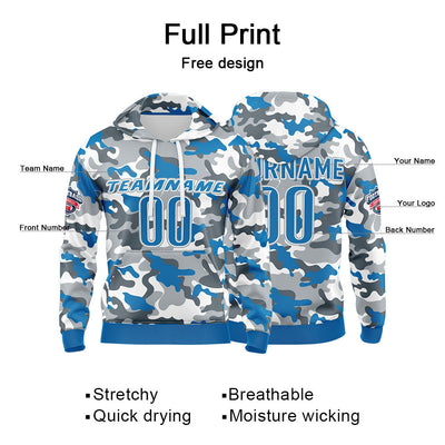 Custom Sweatshirt Hoodie For Man Woman Girl Boy Print Your Logo Name Number Blue&Gray enthsush