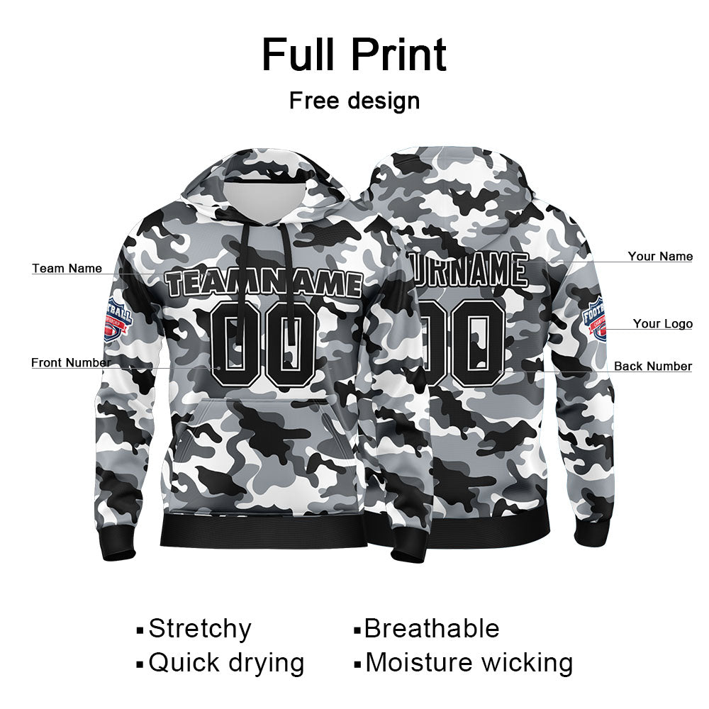 Custom Sweatshirt Hoodie For Man Woman Girl Boy Print Your Logo Name Number Black&Gray enthsush