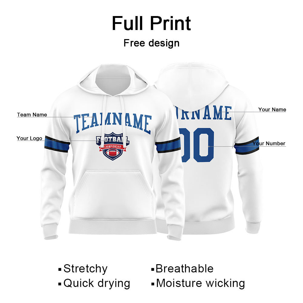 Custom Sweatshirt Hoodie For Men Women Girl Boy Print Your Logo Name Number White&Royal&Black enthsush