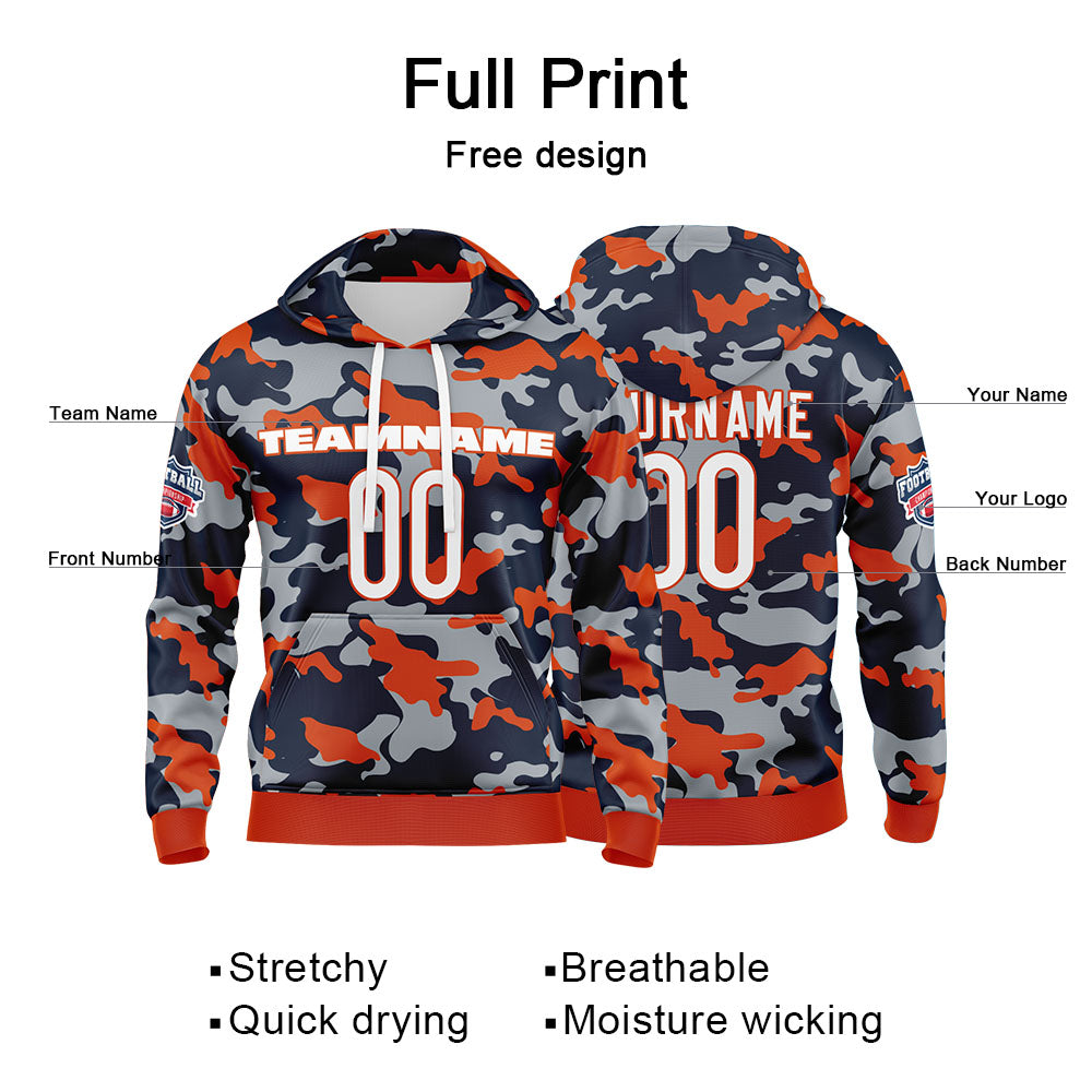 Custom Sweatshirt Hoodie For Men Women Girl Boy Print Your Logo Name Number Orange&Navy enthsush