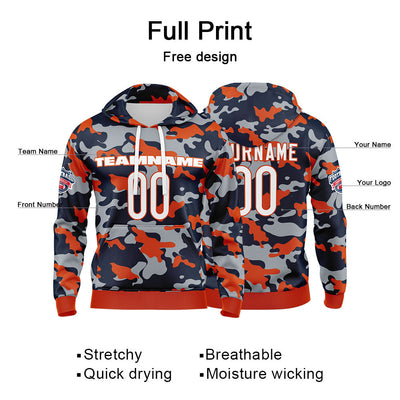 Custom Sweatshirt Hoodie For Men Women Girl Boy Print Your Logo Name Number Orange&Navy enthsush