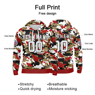 Custom Sweatshirt Hoodie For Men Women Girl Boy Print Your Logo Name Number Red&Gold enthsush