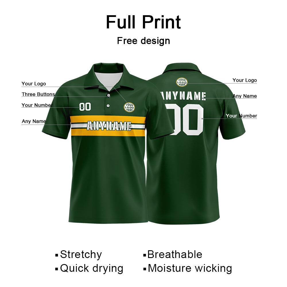 Custom Football Polo Shirts  for Men, Women, and Kids Add Your Unique Logo&Text&Number Green Bay enthsush