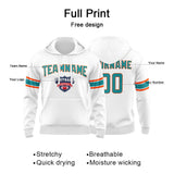 Custom Sweatshirt Hoodie For Men Women Girl Boy Print Your Logo Name Number White&Aqua&Orange