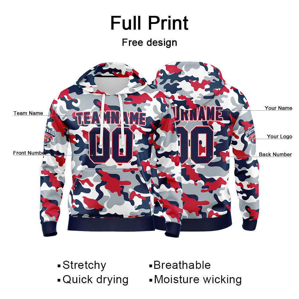 Custom Sweatshirt Hoodie For Men Women Girl Boy Print Your Logo Name Number Red&Navy enthsush