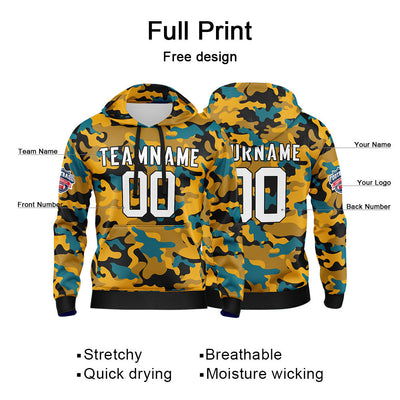 Custom Sweatshirt Hoodie For Men Women Girl Boy Print Your Logo Name Number Teal&Gold enthsush