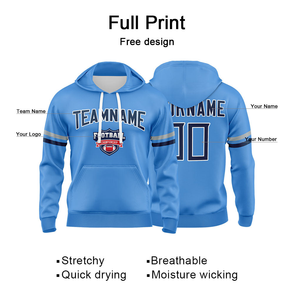 Custom Sweatshirt Hoodie For Men Women Girl Boy Print Your Logo Name Number Light Blue&Navy&Gray enthsush