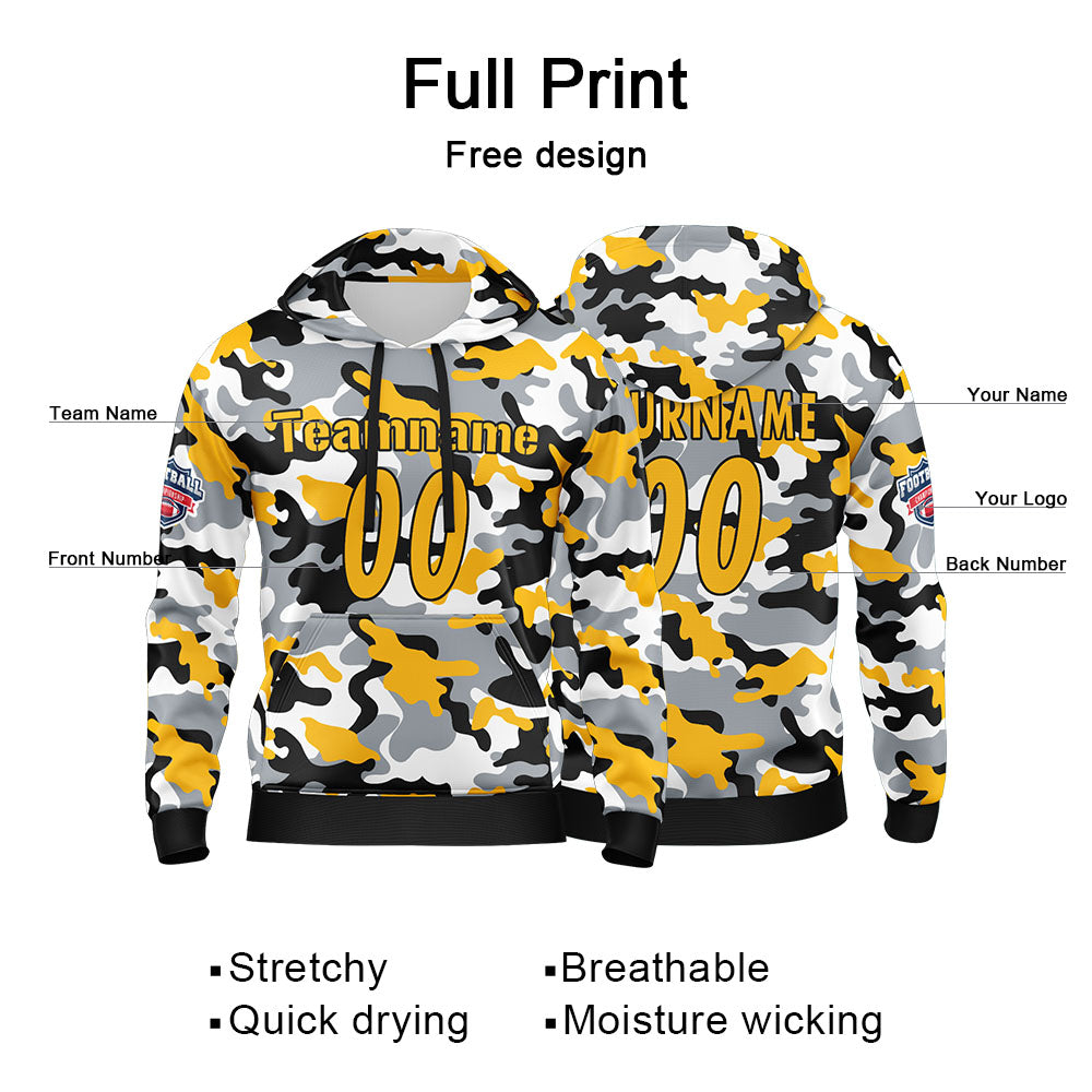 Custom Sweatshirt Hoodie For Men Women Girl Boy Print Your Logo Name Number Yellow&Black enthsush