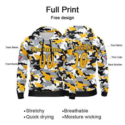 Custom Sweatshirt Hoodie For Men Women Girl Boy Print Your Logo Name Number Yellow&Black enthsush