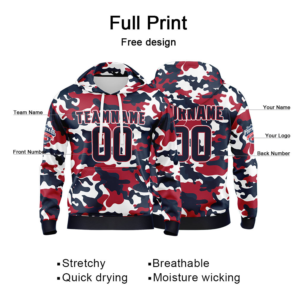 Custom Sweatshirt Hoodie For Men Women Girl Boy Print Your Logo Name Number Navy&Red enthsush