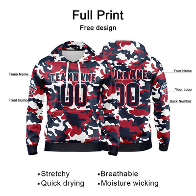 Custom Sweatshirt Hoodie For Men Women Girl Boy Print Your Logo Name Number Navy&Red enthsush