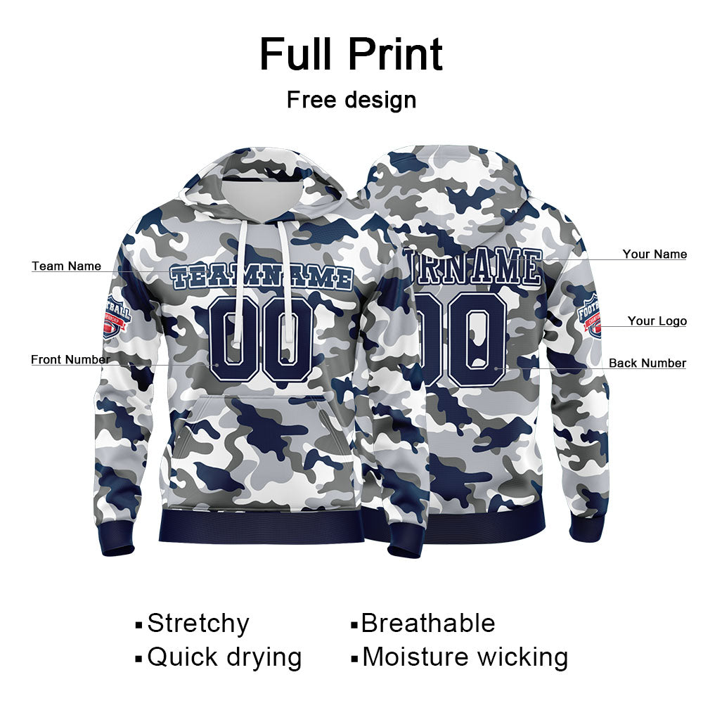 Custom Sweatshirt Hoodie For Men Women Girl Boy Print Your Logo Name Number Navy&Gray enthsush