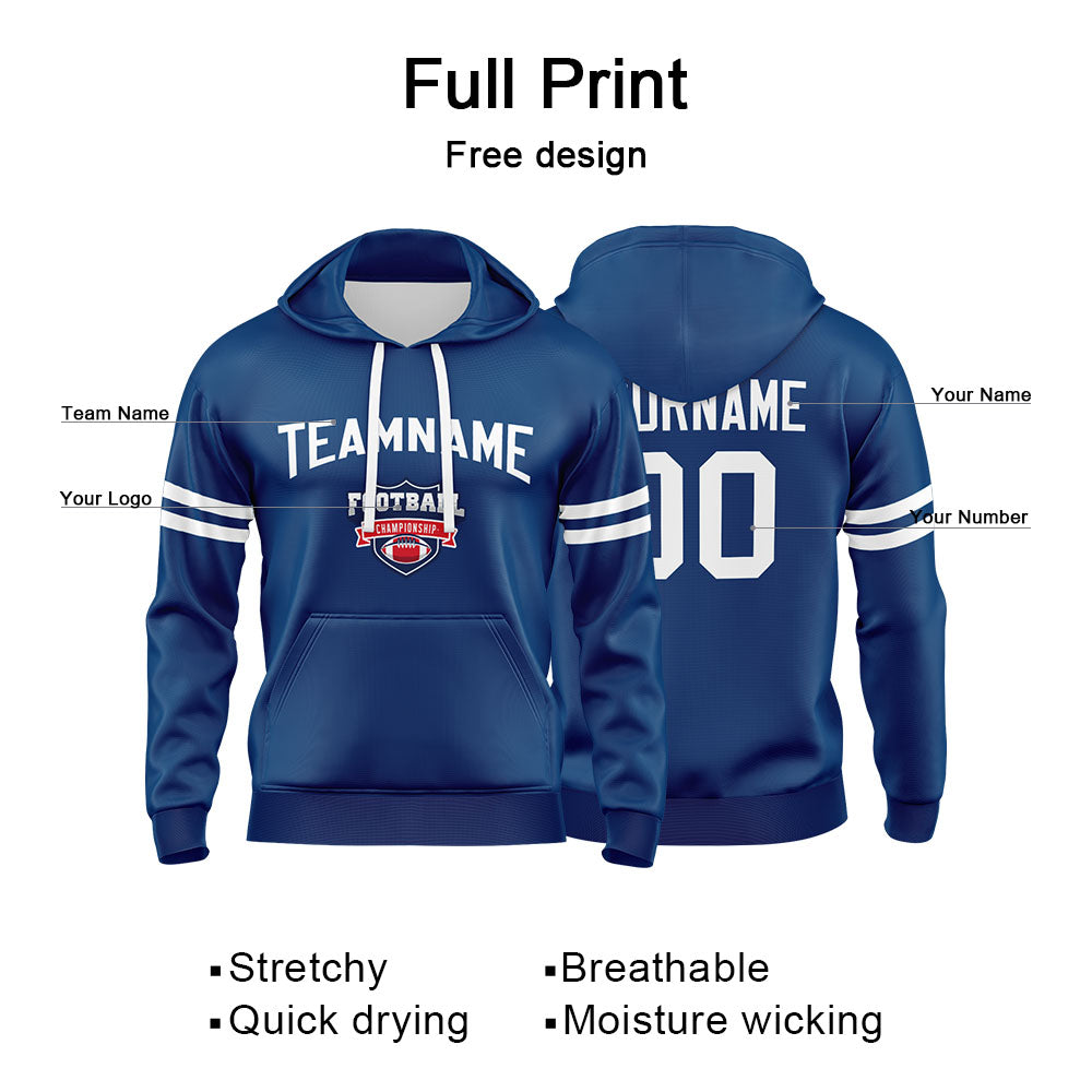 Custom Sweatshirt Hoodie For Men Women Girl Boy Print Your Logo Name Number Royal&White enthsush
