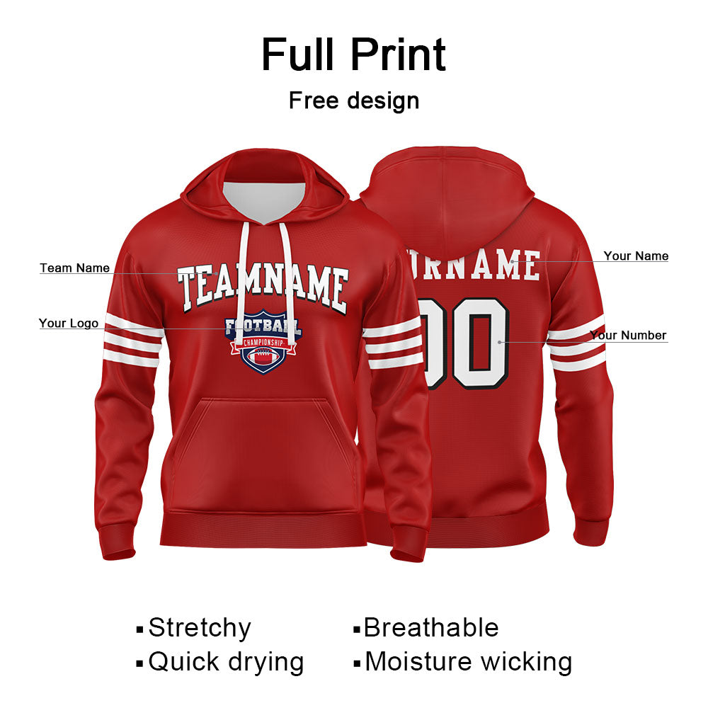 Custom Sweatshirt Hoodie For Men Women Girl Boy Print Your Logo Name Number Red&White&Black enthsush
