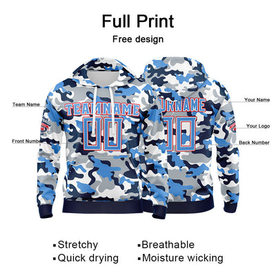 Custom Sweatshirt Hoodie For Man Woman Girl Boy Print Your Logo Name Number Light Blue&Navy enthsush