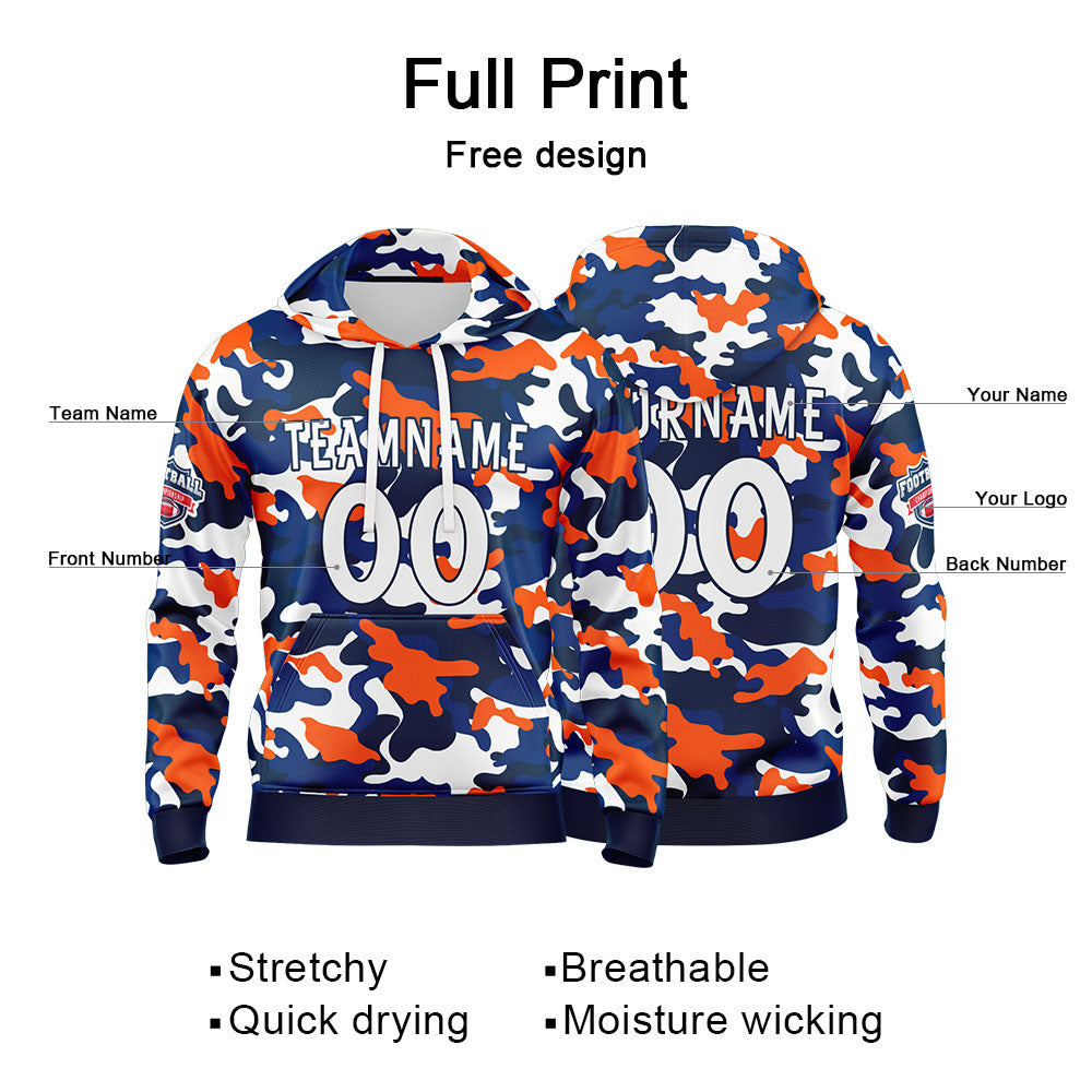 Custom Sweatshirt Hoodie For Men Women Girl Boy Print Your Logo Name Number Orange&Navy enthsush