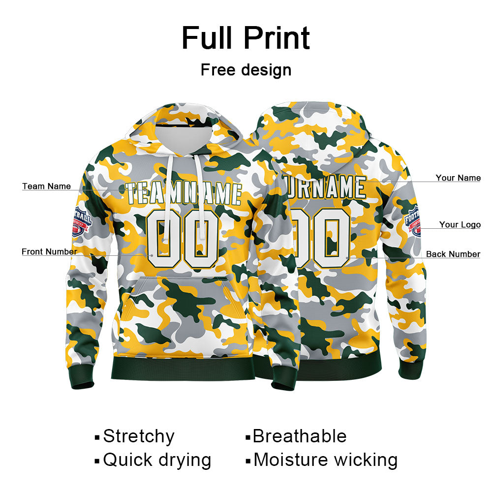 Custom Sweatshirt Hoodie For Man Woman Girl Boy Print Your Logo Name Number Dark Green&Yellow enthsush