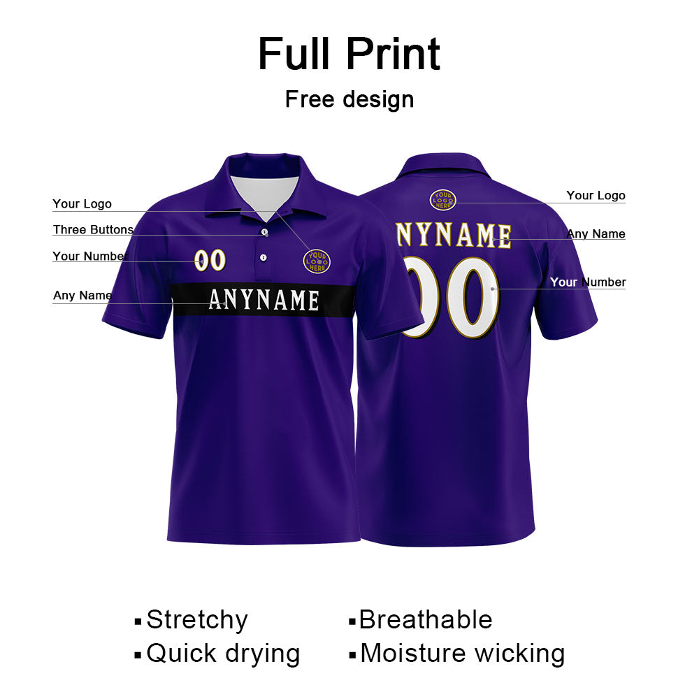 Custom Football Polo Shirts  for Men, Women, and Kids Add Your Unique Logo&Text&Number Baltimore enthsush