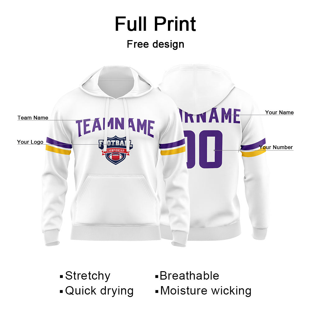 Custom Sweatshirt Hoodie For Men Women Girl Boy Print Your Logo Name Number White&Purple&Yellow enthsush