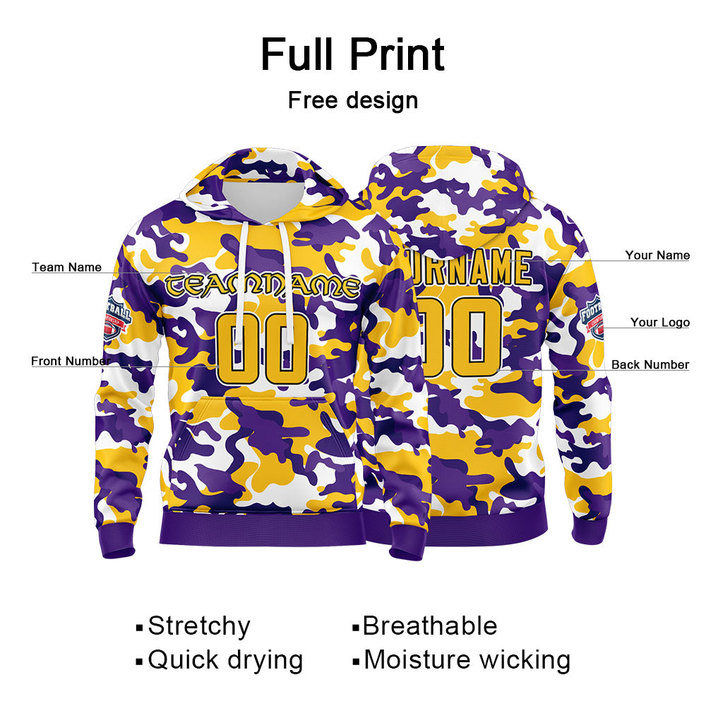 Custom Sweatshirt Hoodie For Men Women Girl Boy Print Your Logo Name Number Purple&Yellow enthsush
