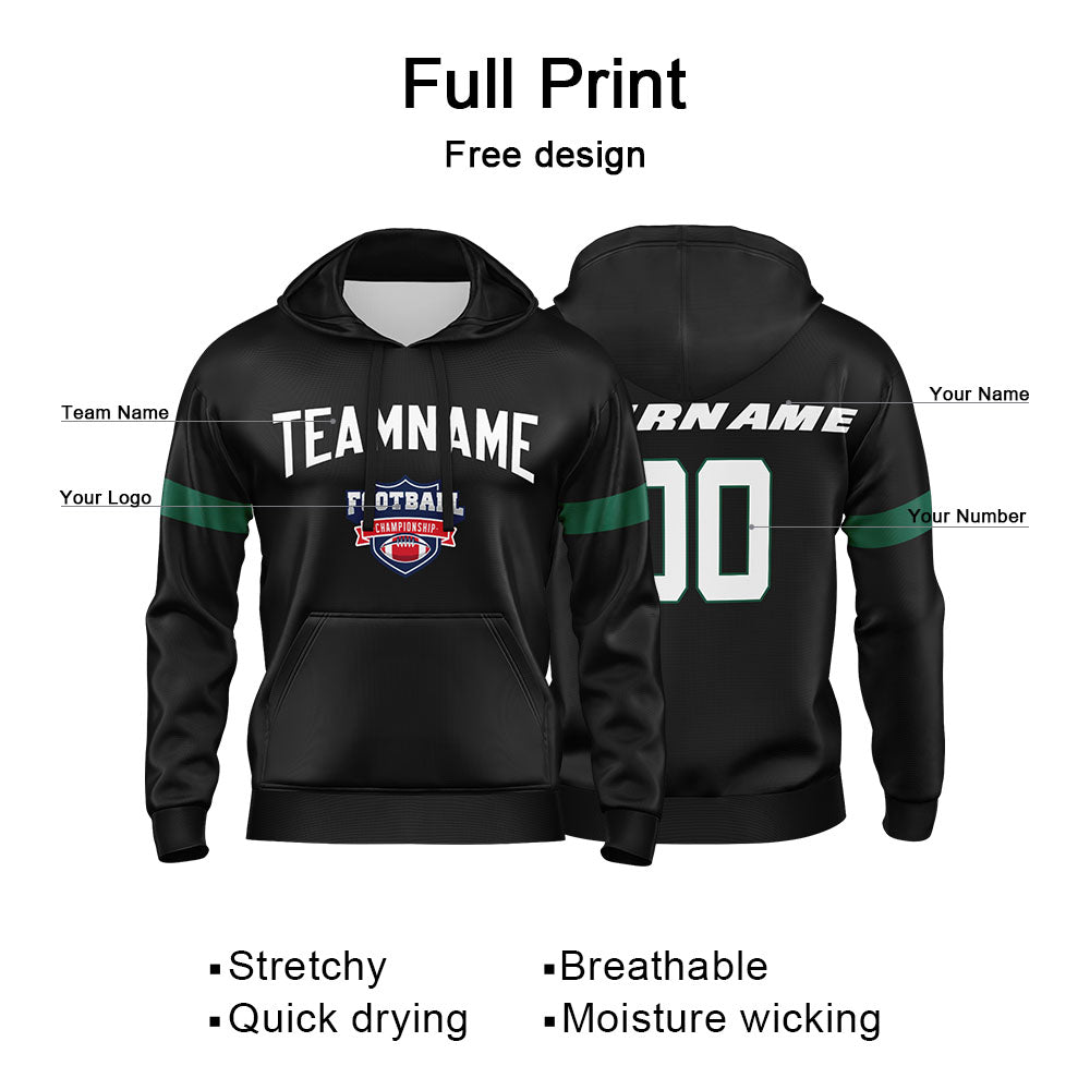 Custom Sweatshirt Hoodie For Men Women Girl Boy Print Your Logo Name Number Black&Green&White enthsush