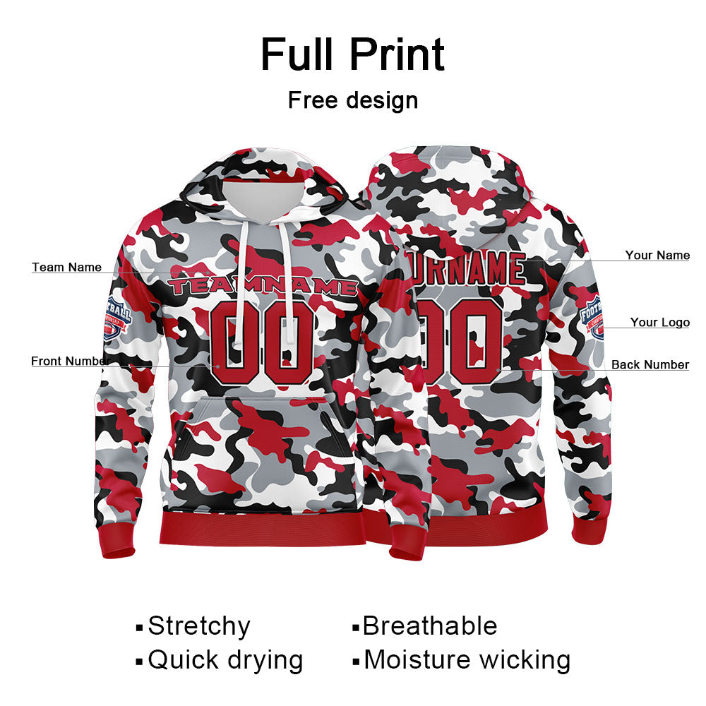 Custom Sweatshirt Hoodie For Men Women Girl Boy Print Your Logo Name Number Red&Black enthsush