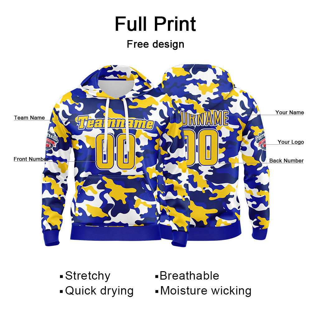 Custom Sweatshirt Hoodie For Men Women Girl Boy Print Your Logo Name Number Yellow&Royal enthsush