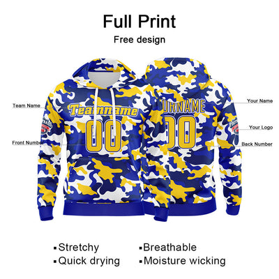 Custom Sweatshirt Hoodie For Men Women Girl Boy Print Your Logo Name Number Yellow&Royal enthsush