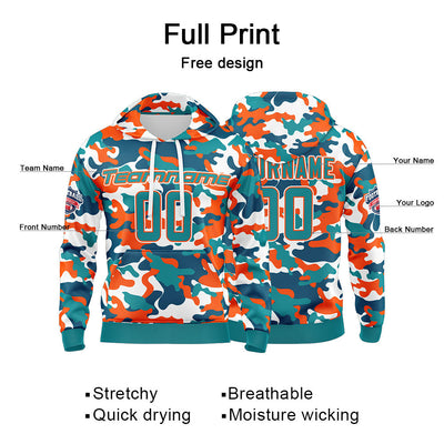 Custom Sweatshirt Hoodie For Man Woman Girl Boy Print Your Logo Name Number Aqua&Orange enthsush