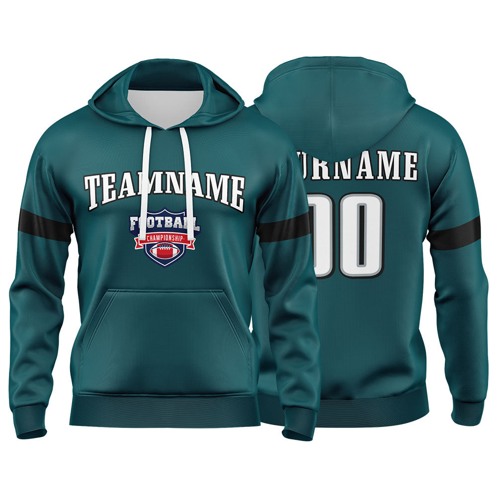 Custom Sweatshirt Hoodie For Men Women Girl Boy Print Your Logo Name Number Midnight Green&Black&White enthsush