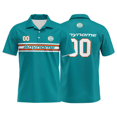 Custom Football Polo Shirts  for Men, Women, and Kids Add Your Unique Logo&Text&Number Miami enthsush