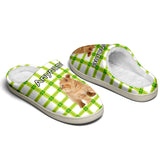 Custom Your Own Personalized Cotton Slippers for Dog Cat Lover Add Any Text Photoes Green&White Lattice