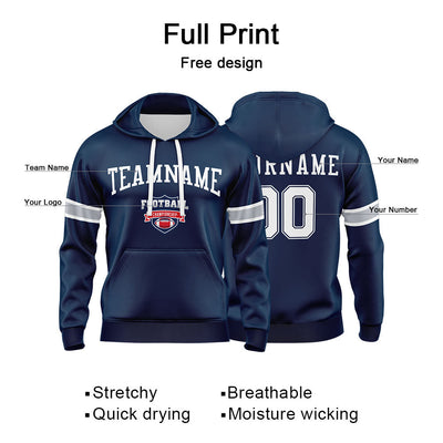 Custom Sweatshirt Hoodie For Men Women Girl Boy Print Your Logo Name Number Navy&White&Gray enthsush