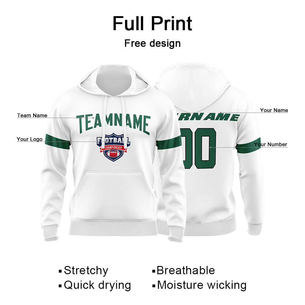Custom Sweatshirt Hoodie For Men Women Girl Boy Print Your Logo Name Number White&Green&Black enthsush