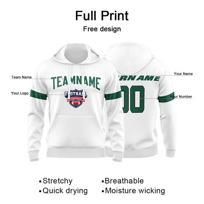 Custom Sweatshirt Hoodie For Men Women Girl Boy Print Your Logo Name Number White&Green&Black enthsush