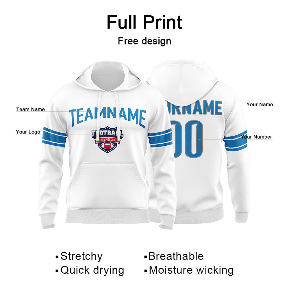 Custom Sweatshirt Hoodie For Men Women Girl Boy Print Your Logo Name Number White&Blue&Gray enthsush