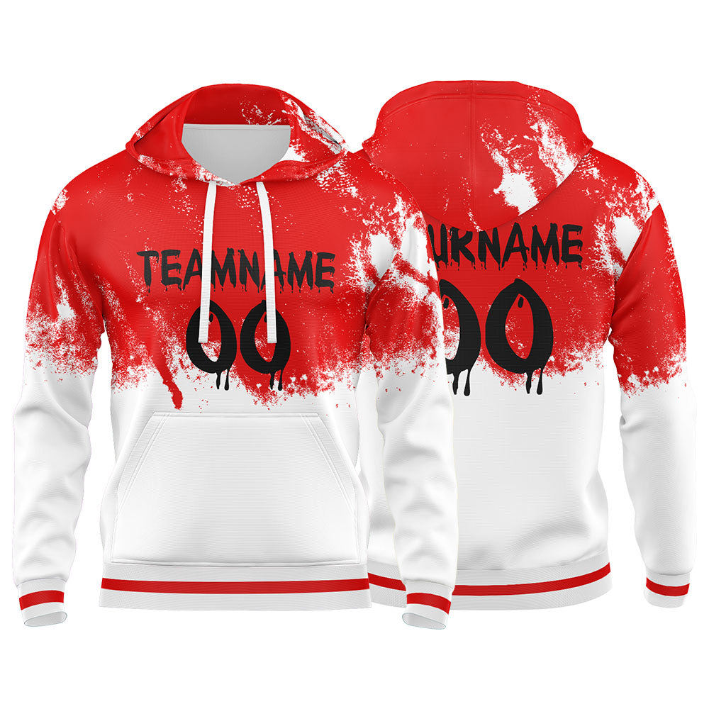 Custom Red White-Black 3D Pattern Design Bomber Full-Snap Varsity  Hoodie enthsush